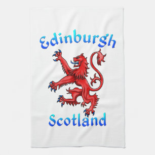 Edinburgh Scotland Lion Rampant Scottish Flag Tea Towel