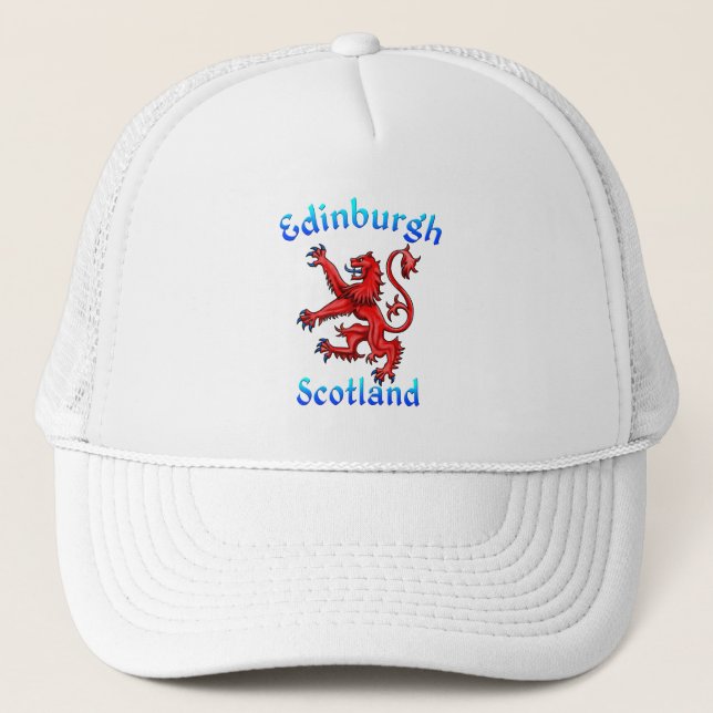 Edinburgh Scotland Lion Rampant Scottish Flag Trucker Hat (Front)