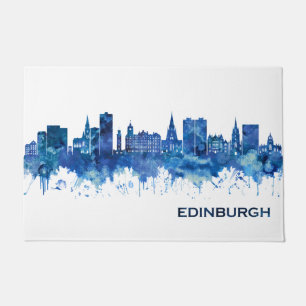 Edinburgh Scotland Skyline Blue Doormat