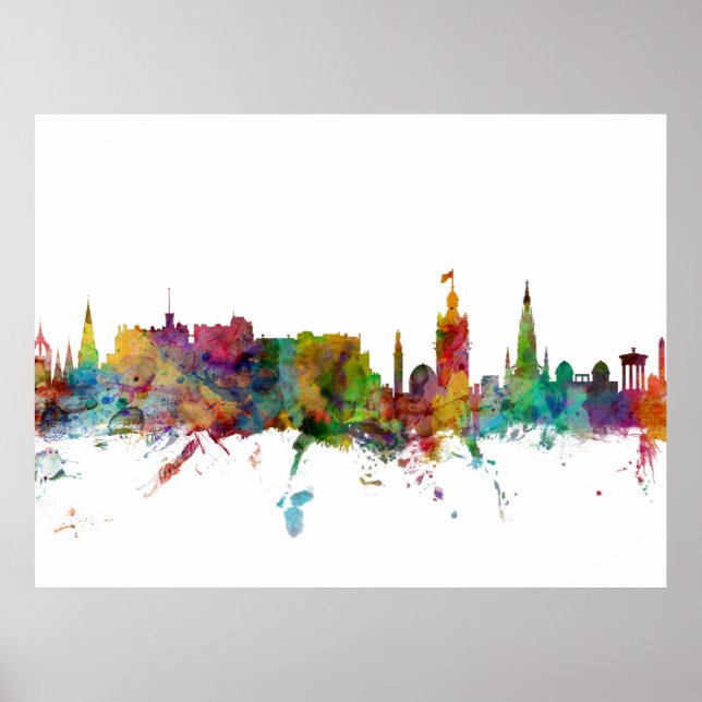 Edinburgh Scotland Skyline Poster (Front)