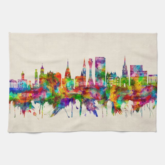 Edinburgh Scotland Skyline Tea Towel (Horizontal)