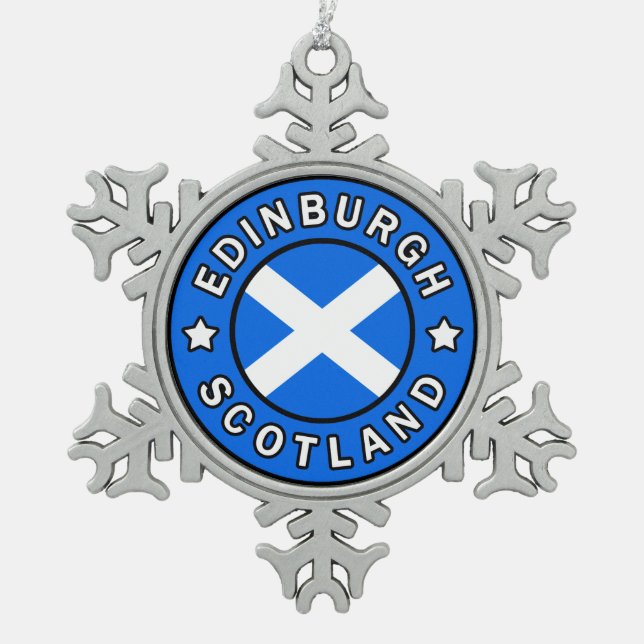 Edinburgh Scotland Snowflake Pewter Christmas Ornament (Front)
