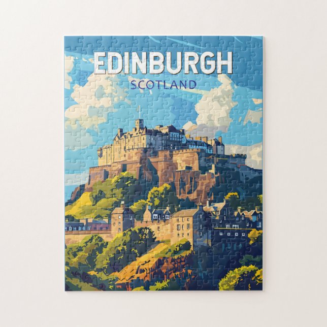 Edinburgh Scotland Travel Art Vintage Jigsaw Puzzle (Vertical)