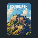 Edinburgh Scotland Travel Art Vintage Magnet<br><div class="desc">Edinburgh retro vector travel design. Edinburgh is Scotland's compact,  hilly capital. It has a mediaeval Old Town and elegant Georgian New Town with gardens and neoclassical buildings.</div>