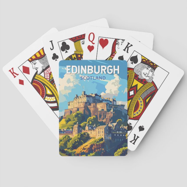 Edinburgh Scotland Travel Art Vintage Playing Cards (Back)