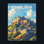 Edinburgh Scotland Travel Art Vintage Postcard<br><div class="desc">Edinburgh retro vector travel design. Edinburgh is Scotland's compact,  hilly capital. It has a mediaeval Old Town and elegant Georgian New Town with gardens and neoclassical buildings.</div>
