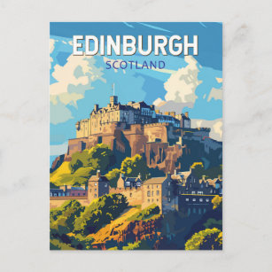 Edinburgh Scotland Travel Art Vintage Postcard