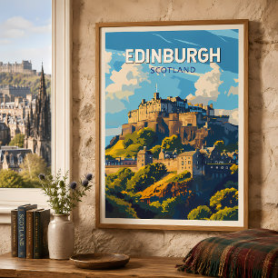 Edinburgh Scotland Travel Art Vintage Poster
