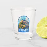 Edinburgh Scotland Travel Art Vintage Shot Glass<br><div class="desc">Edinburgh retro vector travel design. Edinburgh is Scotland's compact,  hilly capital. It has a mediaeval Old Town and elegant Georgian New Town with gardens and neoclassical buildings.</div>