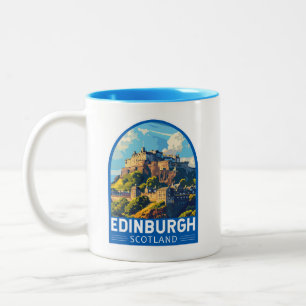 Edinburgh Scotland Travel Art Vintage Two-Tone Coffee Mug