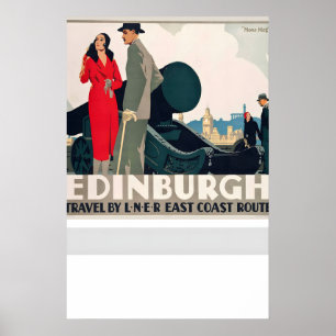 Edinburgh Scotland Travel by LNER East Coast Route Poster