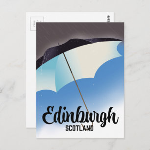 Edinburgh Scotland Umbrella travel poster Postcard