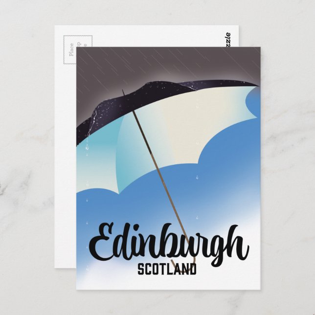 Edinburgh Scotland Umbrella travel poster Postcard (Front/Back)