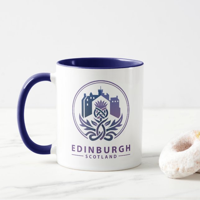 Edinburgh Scotland United Kingdom Mug (With Donut)