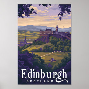 Edinburgh Scotland Vintage Art Travel Illustration Poster
