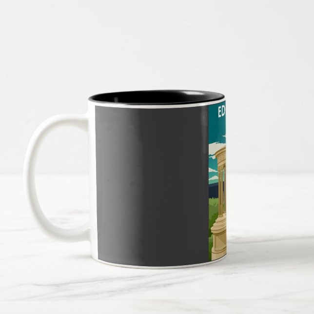 Edinburgh Scotland Vintage Minimal Travel Poster  Two-Tone Coffee Mug (Left)