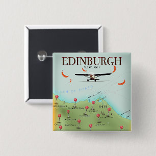 Edinburgh Scotland vintage style map poster print 15 Cm Square Badge