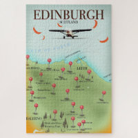 Edinburgh Scotland vintage style map poster print