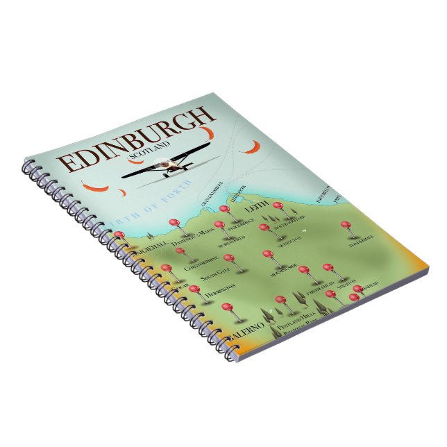 Edinburgh Scotland vintage style map poster print Notebook (Right Side)