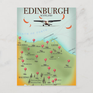 Edinburgh Scotland vintage style map poster print Postcard