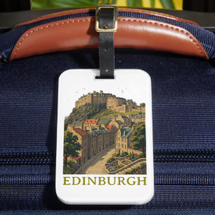 Edinburgh Scotland Vintage Travel Iconic Castle Luggage Tag