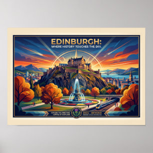 Edinburgh Scotland Vintage Travel Poster