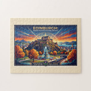 Edinburgh Scotland Vintage Travel Poster Jigsaw Puzzle
