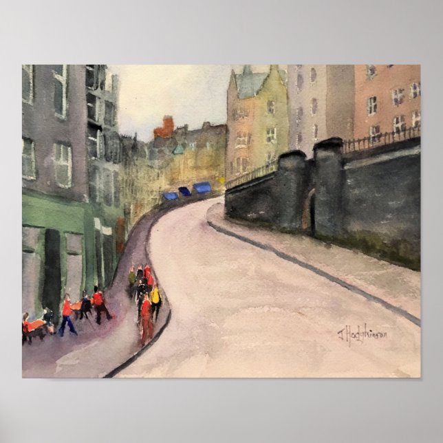 EDINBURGH, SCOTLAND WATERCOLOUR POSTER (Front)