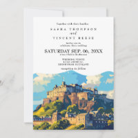 Edinburgh Scotland Wedding Invitation Retro