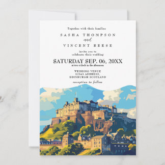 Edinburgh Scotland Wedding Invitation Retro