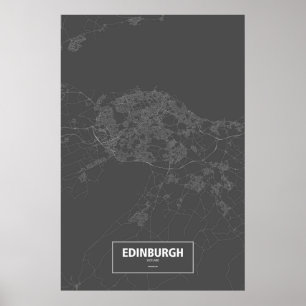 Edinburgh, Scotland (white on black) Poster