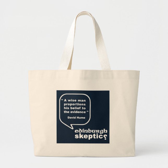 Edinburgh Skeptics - Hume Quote Large Tote Bag (Front)