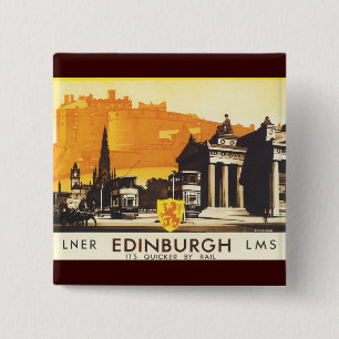 Edinburgh via LNER Rail Poster 15 Cm Square Badge