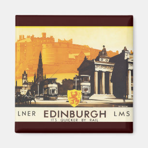 Edinburgh via LNER Rail Poster Magnet