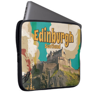 Edinburgh Vintage Travel Poster Laptop Sleeve