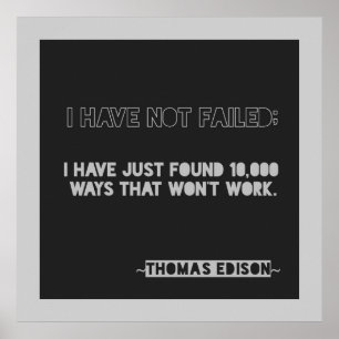 Edison 10,000 ways Encouragement Typography Quote Poster