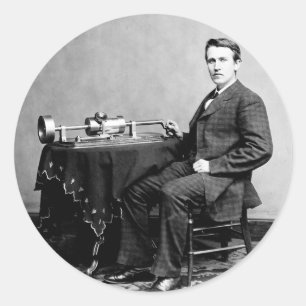Edison and His Phonograph 1887 Classic Round Sticker