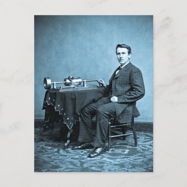 Edison and His Phonograph 1887 Postcard (Front)