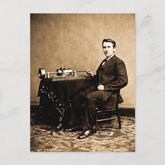 Edison and His Phonograph 1887 Postcard (Front)
