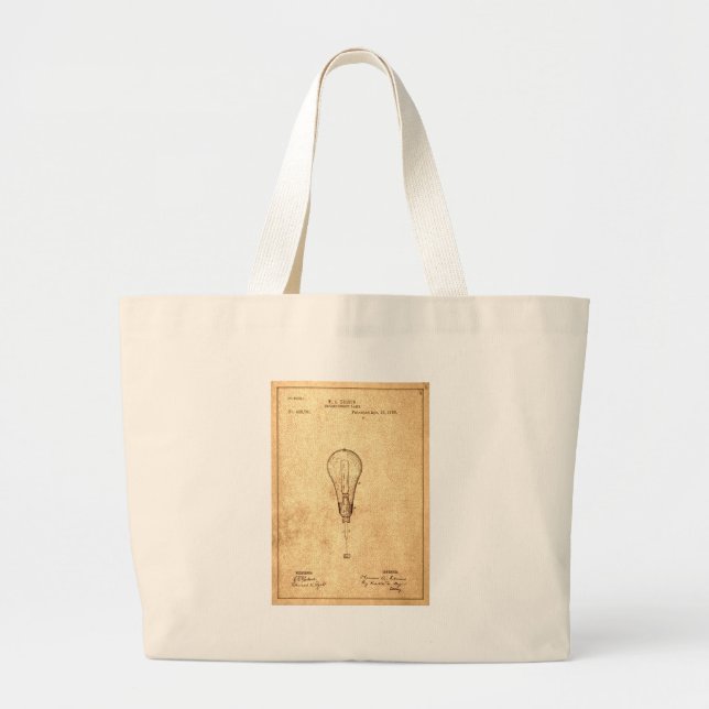 Edison Bulb Patent Large Tote Bag (Front)