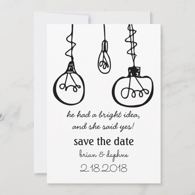 Edison Lightbulb Save the Date Invitation (Front)