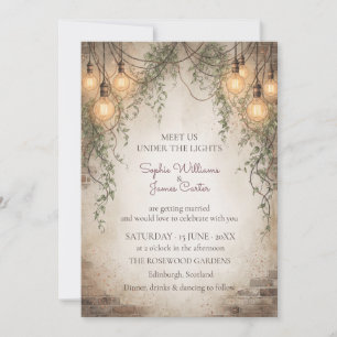 Edison Lights & Weathered Brick Industrial Urban Invitation