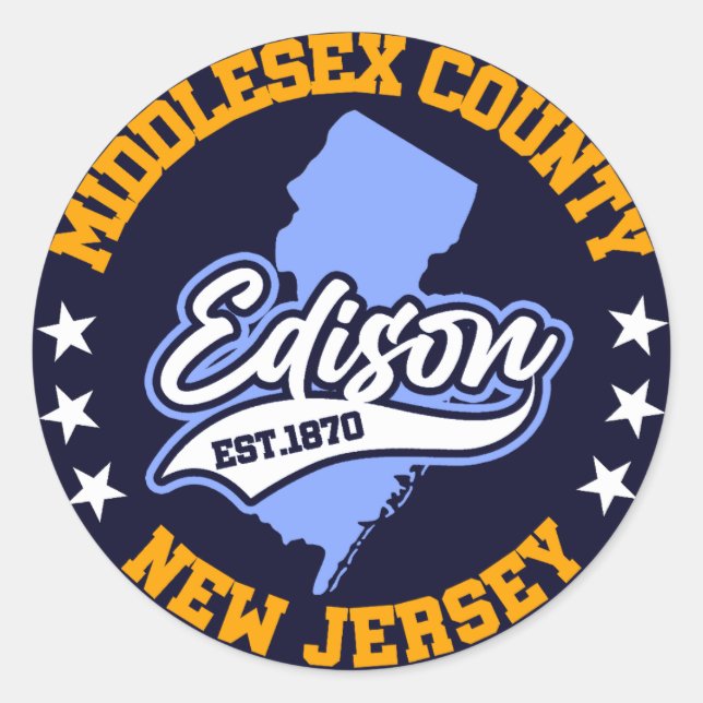 Edison,New Jersey Classic Round Sticker (Front)