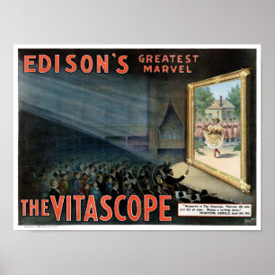 Edison The Vitascope 1896 Restored Vintage Poster