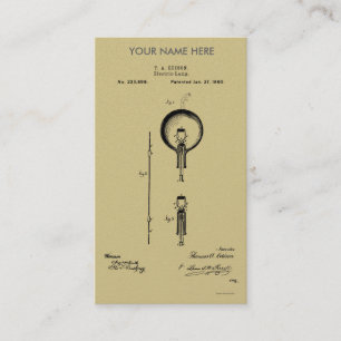 EDISON's ELECTRIC LAMP PATENT - Circa 1880 Business Card