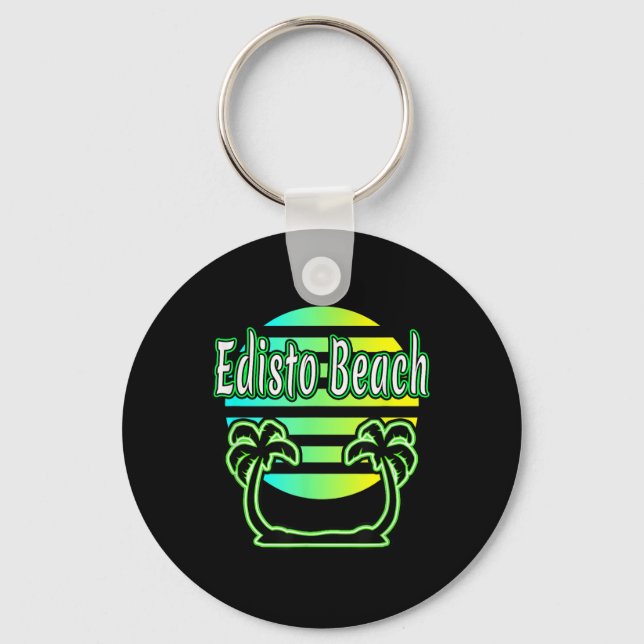 Edisto Beach Palm Trees &amp; Sunset  Key Ring (Front)