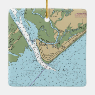 Edisto Beach South Carolina Chart Ceramic Ornament