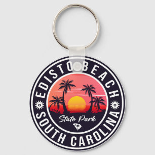 Edisto Beach South Carolina Retro Sunset Souvenir Key Ring