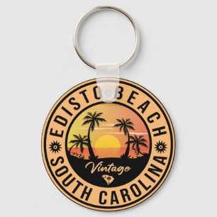 Edisto Beach South Carolina Retro Sunset Souvenir Key Ring