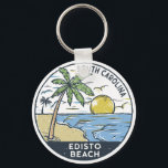 Edisto Beach South Carolina Vintage  Key Ring<br><div class="desc">Edisto Beach hand drawn illustration with mountains and ocean waves in the background. Perfect for anyone who loves to visit Edisto Beach.</div>